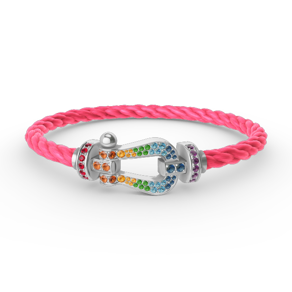 [Rose Jewelrys]FORC LARGE HORSESHOE  COLORED DIAMOND BRACELET SILVER