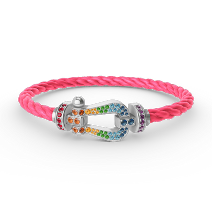 [Rose Jewelrys]FORC LARGE HORSESHOE  COLORED DIAMOND BRACELET SILVER