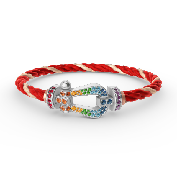 [Rose Jewelrys]FORC LARGE HORSESHOE  COLORED DIAMOND BRACELET SILVER