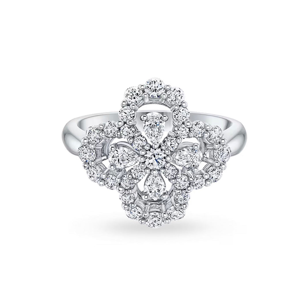 [🌹Rose💎]LOOP RING FULL MOTIF DIAMOND 16MM SILVE