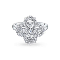 [🌹Rose💎]LOOP RING FULL MOTIF DIAMOND 16MM SILVE