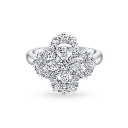 [🌹Rose💎]LOOP RING FULL MOTIF DIAMOND 16MM SILVE