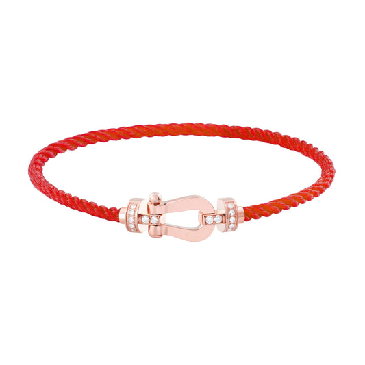 [Rose Jewelrys]FORCE 10 HALF DIAMOND PINK GOLD RED CORDERI LARGE AND MEDIUM MODEL