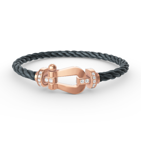 [Rose Jewelrys]FORCE LARGE HORSESHOE HALF DIAMOND BRACELET ROSE GOLD