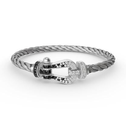 [Rose Jewelrys]FORCE LARGE HORSESHOE BLACK WHITE DIAMOND BRACELET SILVER