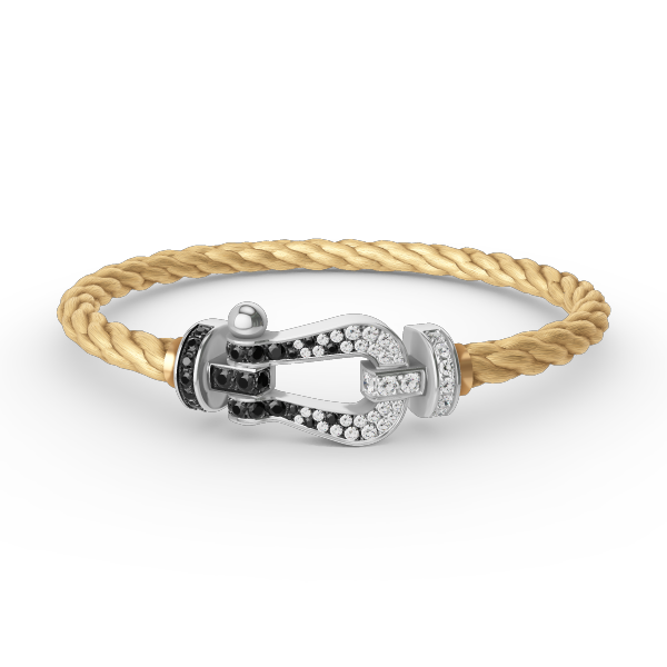 [Rose Jewelrys]FORCE LARGE HORSESHOE BLACK WHITE DIAMOND BRACELET SILVER