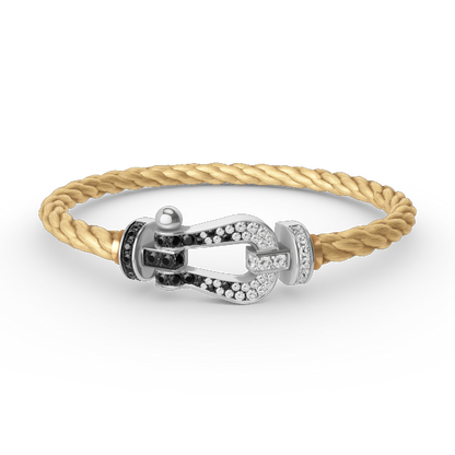 [Rose Jewelrys]FORCE LARGE HORSESHOE BLACK WHITE DIAMOND BRACELET SILVER