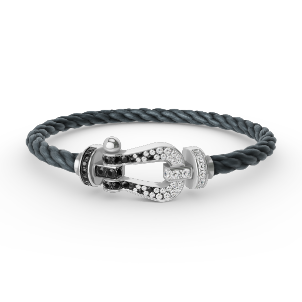 [Rose Jewelrys]FORCE LARGE HORSESHOE BLACK WHITE DIAMOND BRACELET SILVER