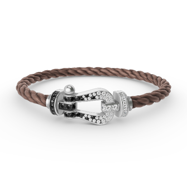 [Rose Jewelrys]FORCE LARGE HORSESHOE BLACK WHITE DIAMOND BRACELET SILVER