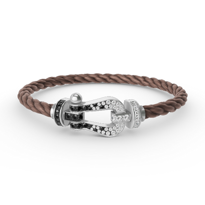 [Rose Jewelrys]FORCE LARGE HORSESHOE BLACK WHITE DIAMOND BRACELET SILVER