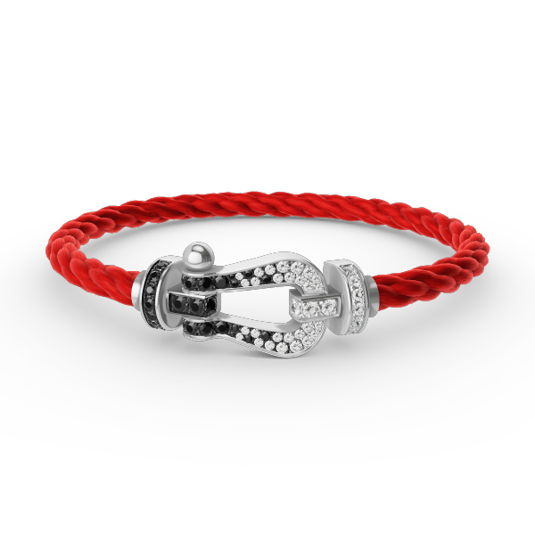 [Rose Jewelrys]FORCE LARGE HORSESHOE BLACK WHITE DIAMOND BRACELET SILVER