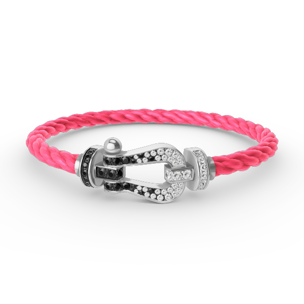 [Rose Jewelrys]FORCE LARGE HORSESHOE BLACK WHITE DIAMOND BRACELET SILVER