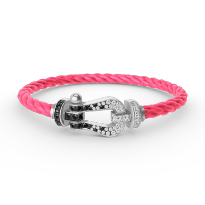 [Rose Jewelrys]FORCE LARGE HORSESHOE BLACK WHITE DIAMOND BRACELET SILVER