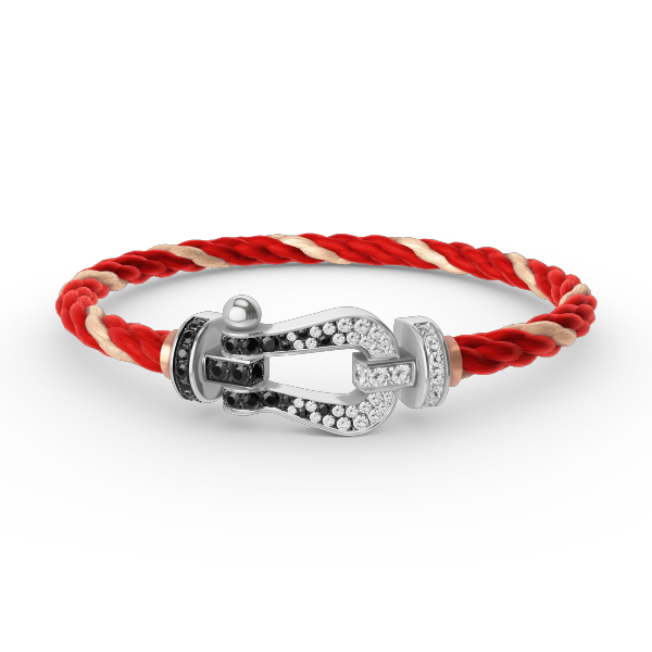 [Rose Jewelrys]FORCE LARGE HORSESHOE BLACK WHITE DIAMOND BRACELET SILVER