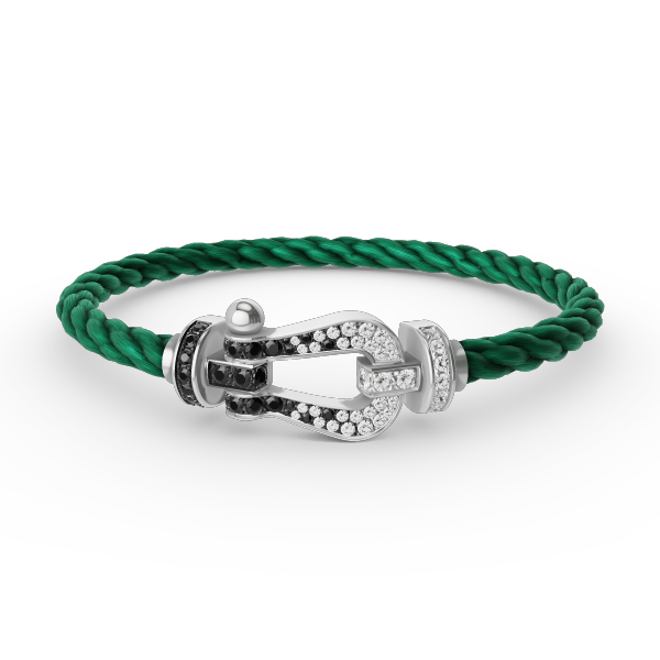 [Rose Jewelrys]FORCE LARGE HORSESHOE BLACK WHITE DIAMOND BRACELET SILVER