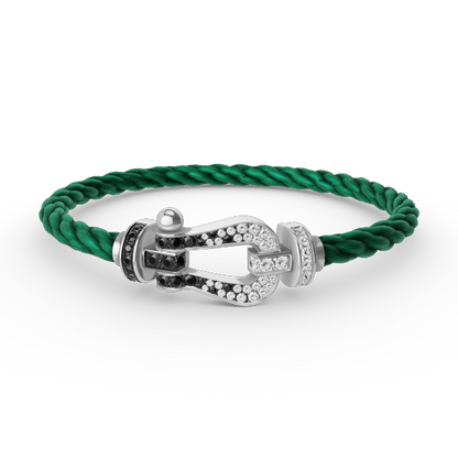 [Rose Jewelrys]FORCE LARGE HORSESHOE BLACK WHITE DIAMOND BRACELET SILVER