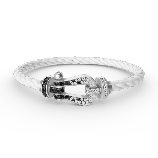 [Rose Jewelrys]FORCE LARGE HORSESHOE BLACK WHITE DIAMOND BRACELET SILVER
