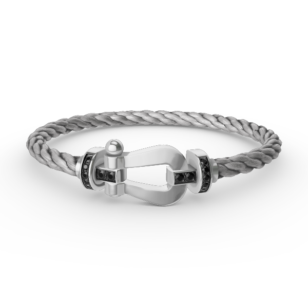 []FORCE LARGE HORSESHOE BLACK DIAMOND BRACELET SILVER