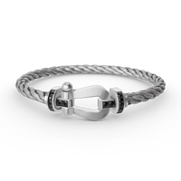 [🌹Rose💎]FORCE LARGE HORSESHOE BLACK DIAMOND BRACELET SILVER