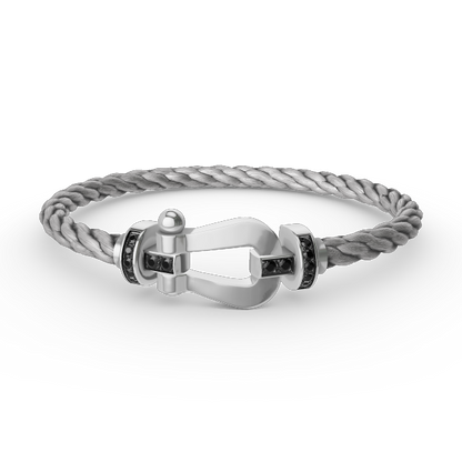 []FORCE LARGE HORSESHOE BLACK DIAMOND BRACELET SILVER
