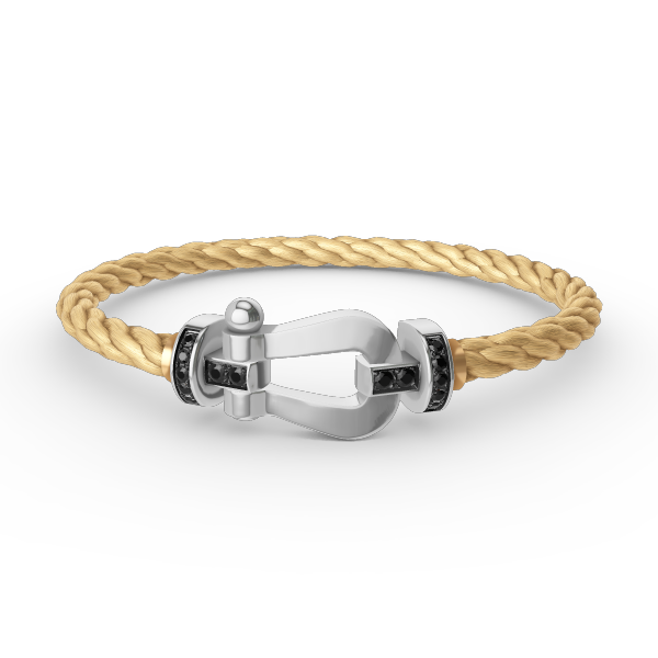 []FORCE LARGE HORSESHOE BLACK DIAMOND BRACELET SILVER