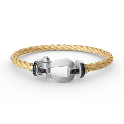 []FORCE LARGE HORSESHOE BLACK DIAMOND BRACELET SILVER