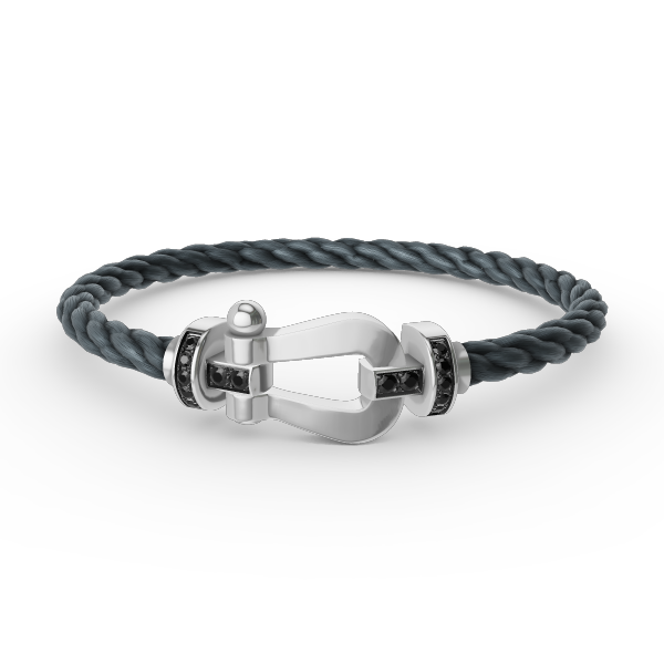 []FORCE LARGE HORSESHOE BLACK DIAMOND BRACELET SILVER