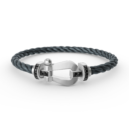 []FORCE LARGE HORSESHOE BLACK DIAMOND BRACELET SILVER