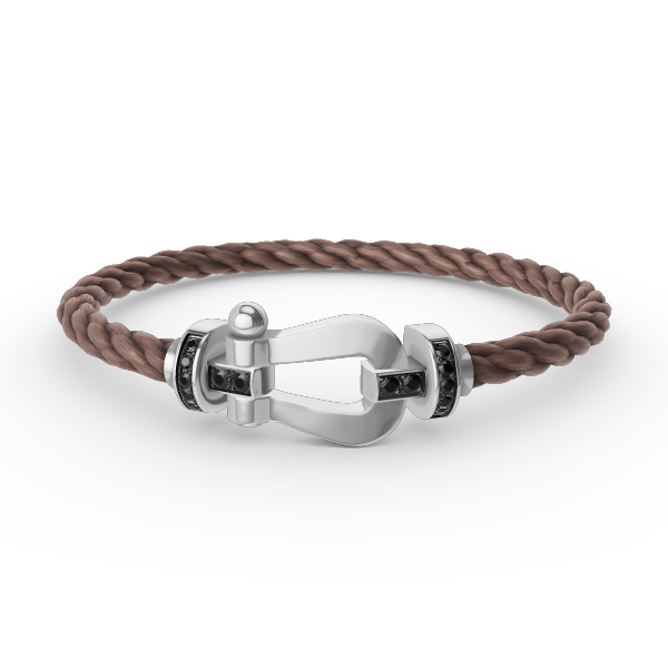 []FORCE LARGE HORSESHOE BLACK DIAMOND BRACELET SILVER
