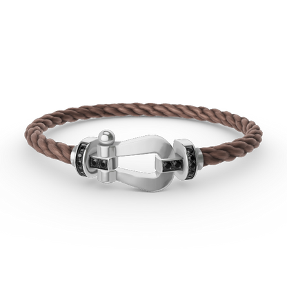 []FORCE LARGE HORSESHOE BLACK DIAMOND BRACELET SILVER