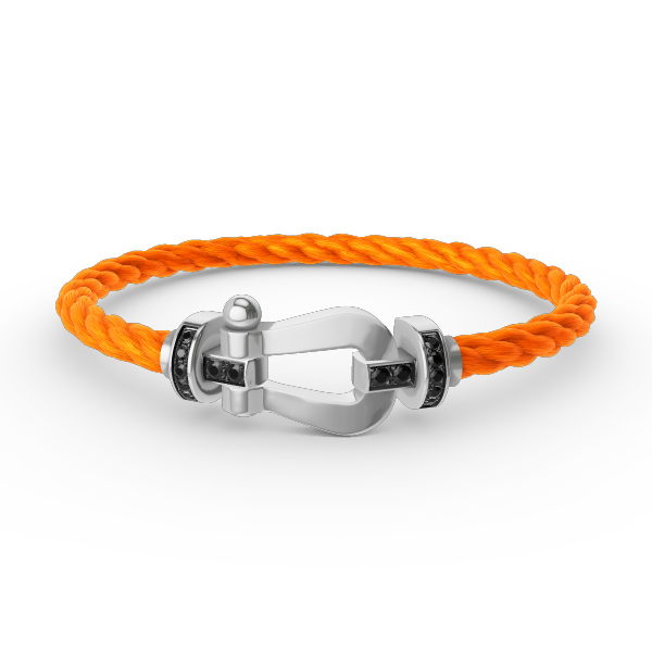 []FORCE LARGE HORSESHOE BLACK DIAMOND BRACELET SILVER