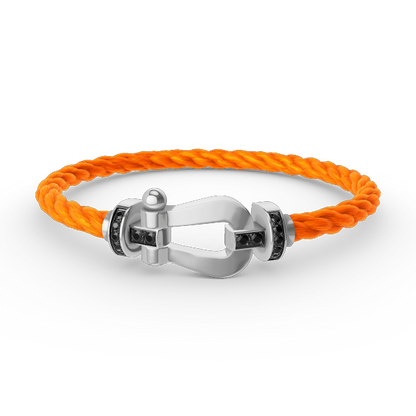 []FORCE LARGE HORSESHOE BLACK DIAMOND BRACELET SILVER