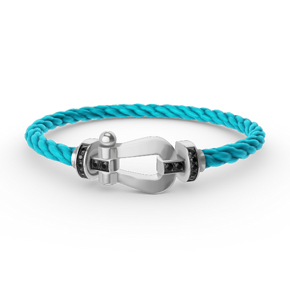 []FORCE LARGE HORSESHOE BLACK DIAMOND BRACELET SILVER