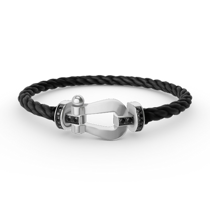 []FORCE LARGE HORSESHOE BLACK DIAMOND BRACELET SILVER