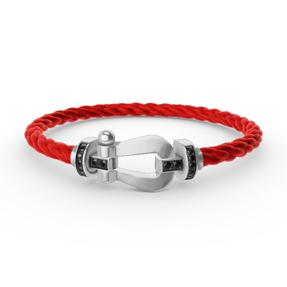 []FORCE LARGE HORSESHOE BLACK DIAMOND BRACELET SILVER