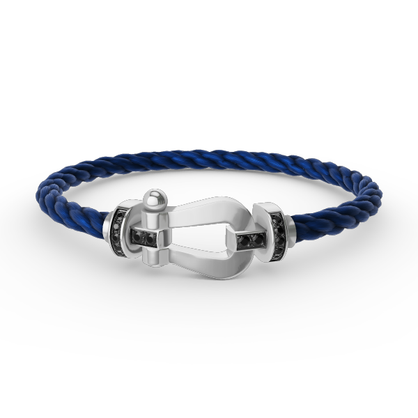 []FORCE LARGE HORSESHOE BLACK DIAMOND BRACELET SILVER