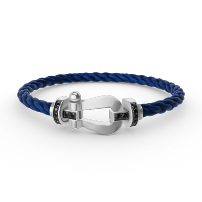 []FORCE LARGE HORSESHOE BLACK DIAMOND BRACELET SILVER
