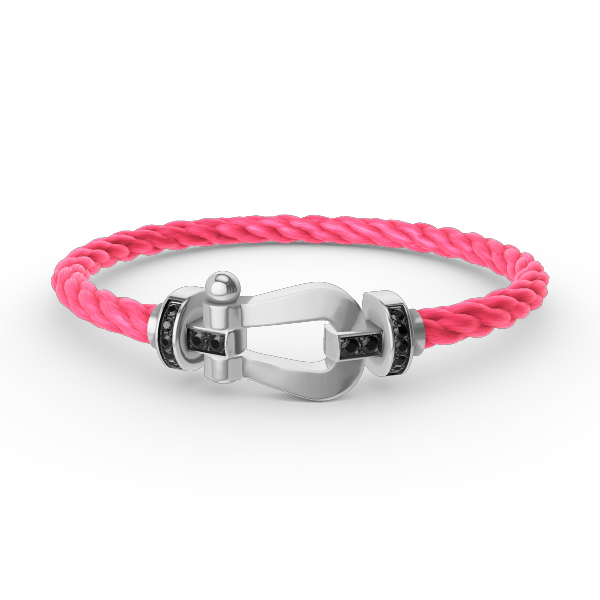 []FORCE LARGE HORSESHOE BLACK DIAMOND BRACELET SILVER