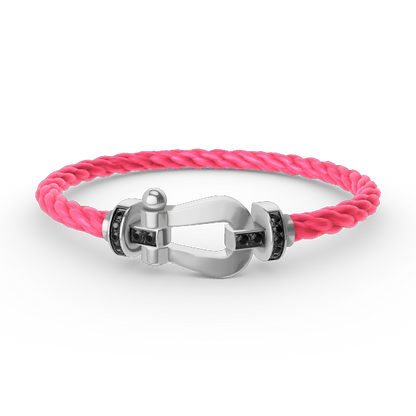 []FORCE LARGE HORSESHOE BLACK DIAMOND BRACELET SILVER