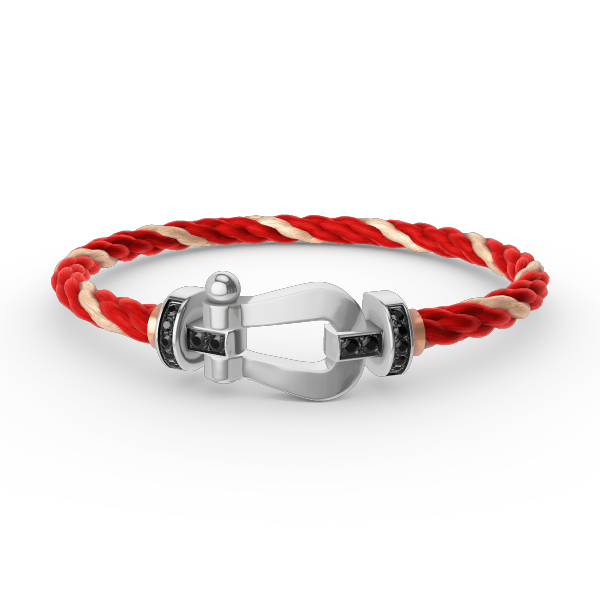 []FORCE LARGE HORSESHOE BLACK DIAMOND BRACELET SILVER