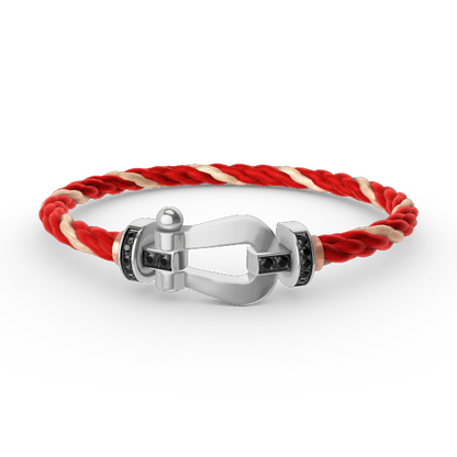 []FORCE LARGE HORSESHOE BLACK DIAMOND BRACELET SILVER
