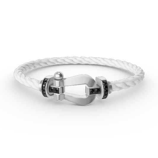 [Rose Jewelrys]FORCE LARGE HORSESHOE BLACK DIAMOND BRACELET SILVER