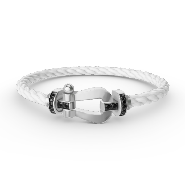 []FORCE LARGE HORSESHOE BLACK DIAMOND BRACELET SILVER