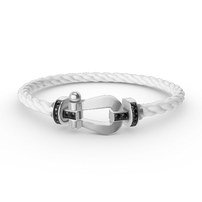 []FORCE LARGE HORSESHOE BLACK DIAMOND BRACELET SILVER