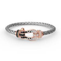 [🌹Rose💎]FORCE LARGE HORSESHOE BLACK WHITE DIAMOND BRACELET ROSE GOLD