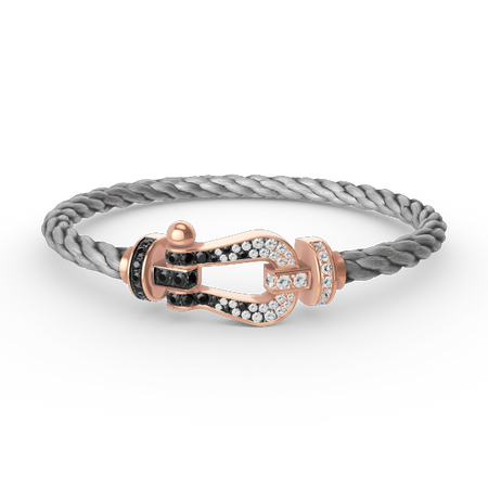 [🌹Rose💎]FORCE LARGE HORSESHOE BLACK WHITE DIAMOND BRACELET ROSE GOLD