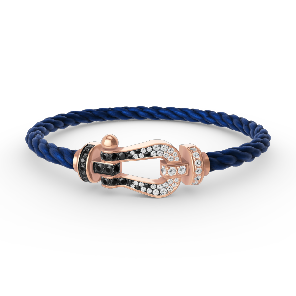 [Rose Jewelrys]FORCE LARGE HORSESHOE BLACK WHITE DIAMOND BRACELET ROSE GOLD