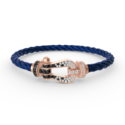 [Rose Jewelrys]FORCE LARGE HORSESHOE BLACK WHITE DIAMOND BRACELET ROSE GOLD