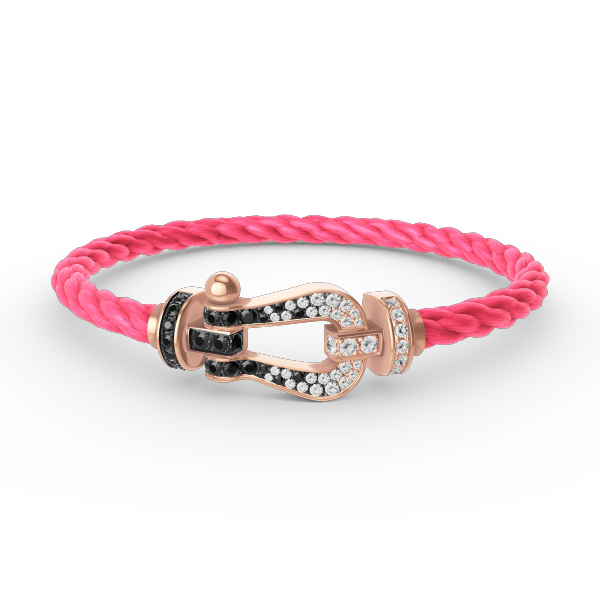 [Rose Jewelrys]FORCE LARGE HORSESHOE BLACK WHITE DIAMOND BRACELET ROSE GOLD