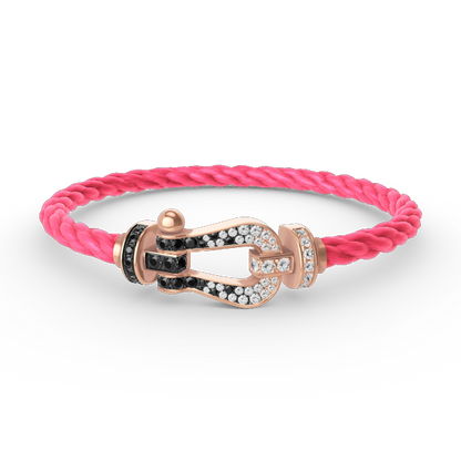 [Rose Jewelrys]FORCE LARGE HORSESHOE BLACK WHITE DIAMOND BRACELET ROSE GOLD